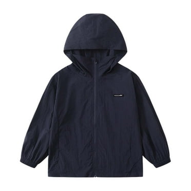 Girls Coats & Jackets Sun Upf50  Lightweight Hooded Activities Casual Windbreaker Navy Teen Girl Fall Tops ,11-12 Years
