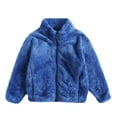 thumbnail image 1 of Girls Coats & Jackets Toddler Baby Solid Wool Zipper Warm Thick Winter 2 Pockets Blue Girls Fall Tops ,6-7 Years, 1 of 2