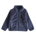 thumbnail image 1 of Girls Coats & Jackets Toddler Baby Solid Wool Zipper Warm Thick Winter 2 Pockets Navy Girls' Fall Tops, Tees & Blouses ,6-7 Years, 1 of 2