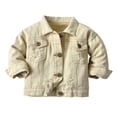 thumbnail image 1 of Girls Coats & Jackets Toddler Windproof Solid Denim Warm Beige Fall Tops for Girls ,12-18 Months, 1 of 4