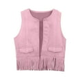 thumbnail image 1 of Girls Coats Kids Toddler Girls Solid Western Jacket Retro Cowboy Tassel Fringe Waist Vest Top Party Outfit Toddler Coat Pink 3 Years-4 Years, 1 of 4