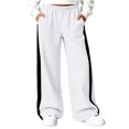 thumbnail image 1 of Girls Color Block Sweatpants with Pockets Casual Baggy Elastic Waist Fashion Kids Wide Leg Pants White 5, 1 of 9