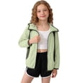 thumbnail image 1 of Girls Color Blocked Lightweight Jacket Kids Hooded Spring Fall Jackets with Pockets Summer Children's Sunscreen Clothes 5-16 Years, 1 of 5