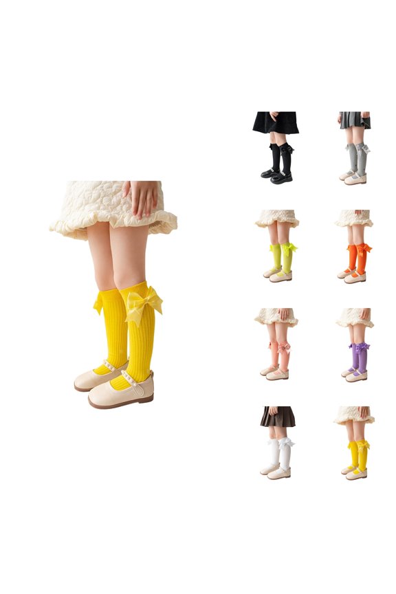 Girls Colorful Crew Socks, 10-Pair Assorted Pack, Mid Calf Length, Lightweight Stretchable Soft Comfortable Everyday Wear, Breathable Non- Prints for School & Casual Use