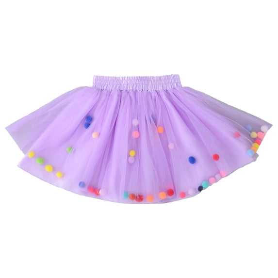 Girls Colorful Pompom Tutu Skirt, Carnival Party Princess Dance Pettiskirt