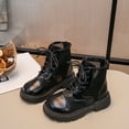 thumbnail image 1 of Girls Combat Ankle Boots Breathable Mesh Lightweight Platform Lace Up Zipper Non-Slip Black,Size 27, 1 of 9