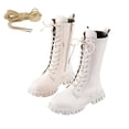 thumbnail image 1 of Girls Combat Boots, Lace-Up Mid-Calf Riding Boots with Side Zipper and Lug Sole, Little/Big Kids, 1 of 6