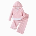 thumbnail image 1 of Girls Comfortable And Warm Simple Long Sleeved Hoodie Solid Color Pants Casual Two Piece Set 7-8 Years Pink, 1 of 9