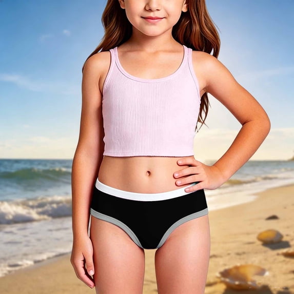 Girls' Comfortable Everyday Underwear for Girls – Soft Briefs with Breathable Design for Daily Wear and All-Season Comfort, Black, 5-6 Years