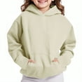 thumbnail image 1 of Girls Comfortable Long Sleeve Tops New Casual Hoodies for Teen Girls Oversized Long Sleeve Cute Fleece Pullover Tops Trendy Sweatshirt with Pocket Beige 7 Years, 1 of 8