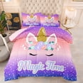 thumbnail image 1 of Girls Comforter Set Queen,3 Piece Glitter Bedding with Star Unicorn Printed , Ombre Purple Orange Bedding Set Soft Breathable All Season for Teens and Kids, 1 of 3