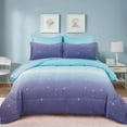 thumbnail image 1 of Girls Comforter Set Queen Size Bed in A Bag Colorful Ombre Blue Purple Rainbow Bedding Set for Kids Teen(1 Comforter, 2 Pillowcases), 1 of 4
