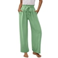 thumbnail image 1 of Girls Comfy Linen Pants Casual Summer Belted Elastic Waist Loose Soft Workout Trousers for Kids 4-14 Years, 1 of 6