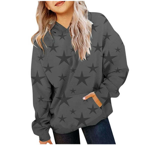 Girls Kids&nbsp;hoodies Fashion Graphic Hooded Drawstring Sweatshirt Warm Sweatshirt Tops Casual Fall Pullover Long Sleeve Top