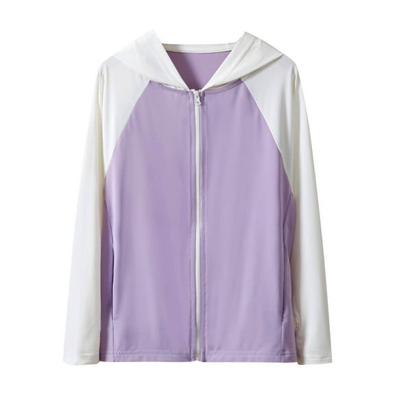 Girls Cooling Hoodie Jacket Kids UV Sun Protection Raglan Shirt Boys Zipper Loose Ice Silk Light Weight Jackets 3-4 Y