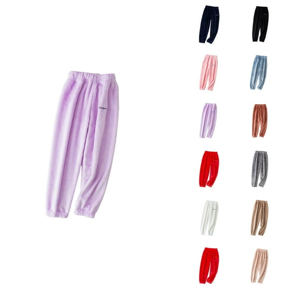 Girls Coral Lounge Pants Girls Pants for Everyday Casual Home Wear Cozy Flannel Loungewear Bottoms for Toddlers and Kids in Autumn Winter Season