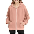 thumbnail image 1 of Girls' Corduroy Jackets with Pockets Long Sleeve Full-Zip Up Hoodie Sweatshirt Coat Kids Hooded Outerwear (6-7 Years, Pink), 1 of 7
