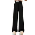 thumbnail image 1 of Girls Corduroy Pants High Waist Wide Leg Casual Trousers with Pockets Soft Comfortable Ribbed Knit Long Bottoms for Kids, 1 of 4