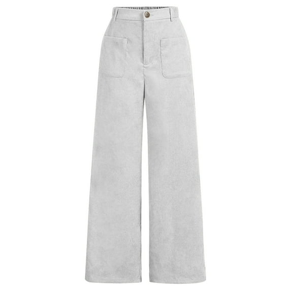 Girls Corduroy Pants Wide Leg Design with Pockets Vintage Baggy Pants High Waist Trousers for Girls Light Gray Pants for Girls Kids Girls Clothes Size 5-6 Years