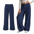 thumbnail image 1 of Girls Corduroy Pants Wide Leg Design with Pockets Vintage Baggy Pants High Waist Trousers for Girls Navy Uniform Pants Kids Preppy Clothes 5-6 Years, 1 of 6