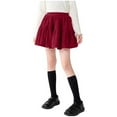 thumbnail image 1 of Girls Corduroy Skirt Ruffle Tiered A-line Skirt High Waist Solid Color Pleated Short Mini Skirts Spring Fall (5 Years, Red), 1 of 7