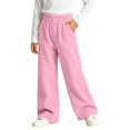 thumbnail image 1 of Girls Corduroy Sweatpants with Pockets Casual Elastic Waist Baggy Fall Winter Kids Active Pants Pink 5-14, 1 of 7