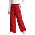 thumbnail image 1 of Girls Corduroy Sweatpants with Pockets Fall Winter Baggy Elastic Waist Casual Kids Active Pants Red 10, 1 of 7