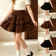 thumbnail image 1 of Girls Corduroy Tiered Ruffle Skirt Elastic Waist Multi‑layer Ruffled Hem Flowy A-Line Skirts for Fall Winter Daily School Wear 110, 1 of 10