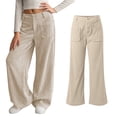 thumbnail image 1 of Girls Corduroy Wide Leg Pants Vintage Baggy Pants with Pockets High Waist Trousers for Girls Beige Pants for Girls Teen Cute Clothes for Girls 13-14 Years, 1 of 9