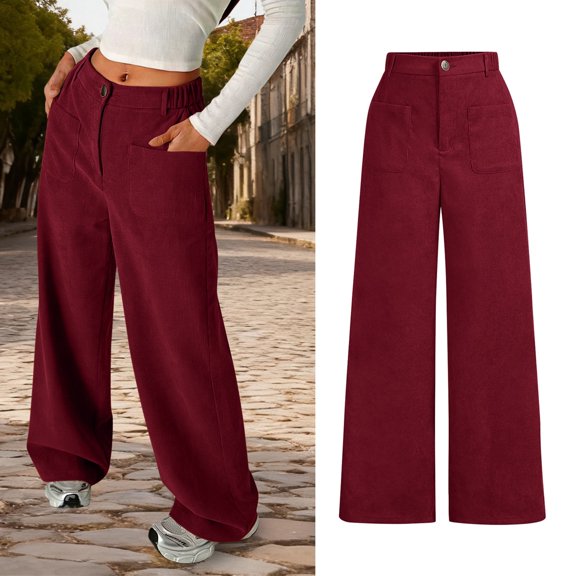 Girls Corduroy Wide Leg Pants with Pockets Vintage Baggy Pants High Waist Trousers for Girls Pants Kids Tween Girl Clothing 9-10 Years