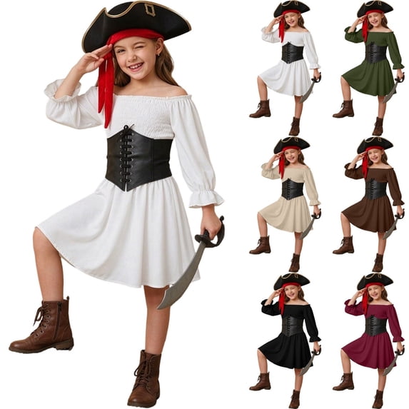 Girls Corset Dress Off Shoulder Bell Sleeve Fairy Dresses