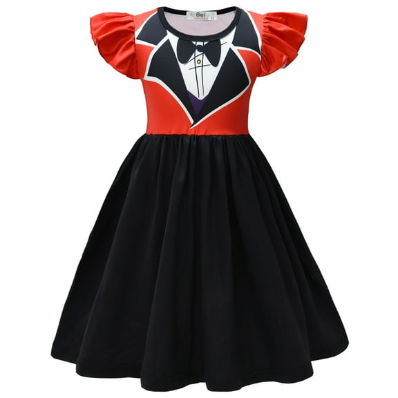 Girls Cosplay Costume Dress Clown Ruffles Sleeve Outfits, 3-9Y