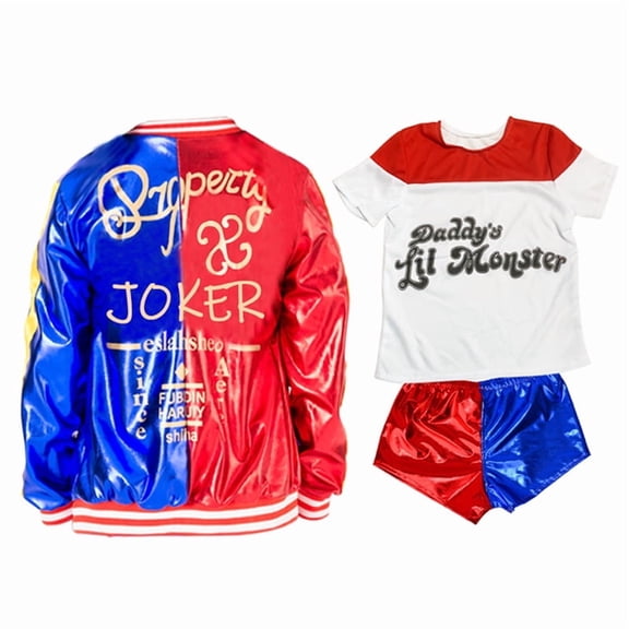 Girls Cosplay Costumes Set,Halloween squad costumes for Kids With Jacket Shorts T-shirt