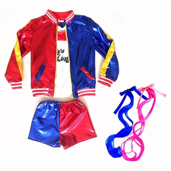 Girls Cosplay Costumes Set,Halloween squad costumes for Kids With Jacket Shorts T-shirt