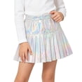 thumbnail image 1 of Girls Cosplay Skirts Holographic Metallic Pleated Mini Skirt Shiny High Waist A-Line Skort For Party Performance, 1 of 8