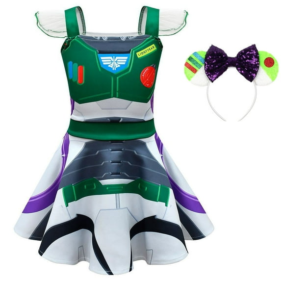 Girls Costume Buzz Lightyear Dress Girl Cartoon Cosplay Dress Summer Clothes 3-9T