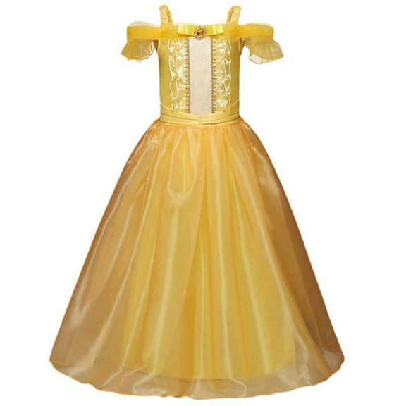 Girls Costumes Princess Dress Layered Off Shoulder Yellow Dress up for Party Halloween