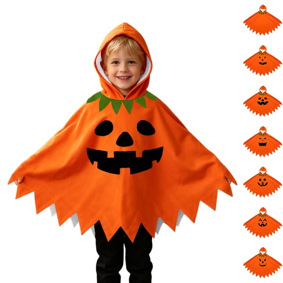 Girls Pumpkin Unisex Hooded Cape Girls Dress up Clothes 5-6 Years Halloween Outfit Boy