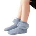 thumbnail image 1 of Girls Cotton Ankle Socks Lace Trim Ruffle Frilly Socks Princess Style Dress Socks for 1-12 Years, 1 of 6