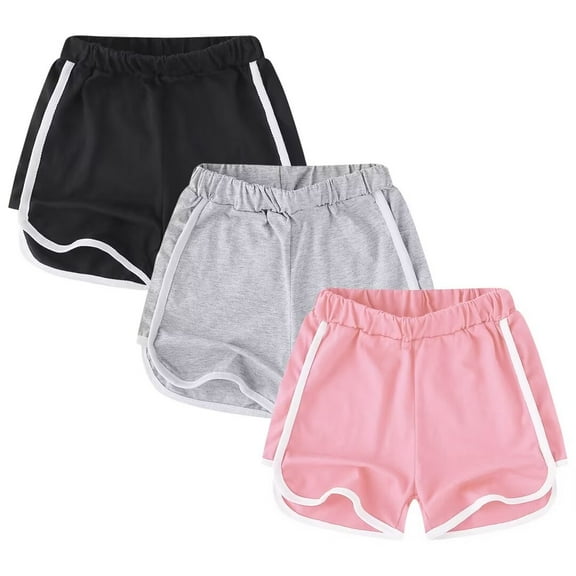 Girls Cotton Athletic Shorts Sports - Summer Casual Wear Gym Running Shorts Dancing 3 Pack 2-12 Years Girls Black Shorts Pants