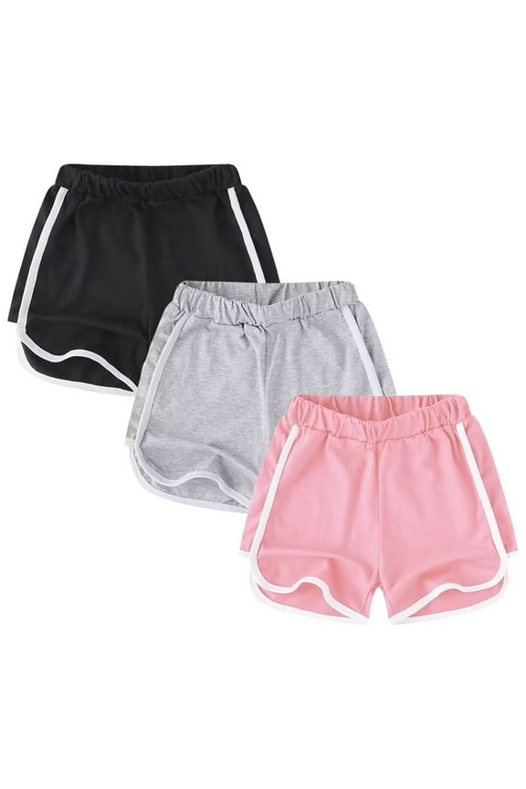 Girls Cotton Athletic Shorts Sports - Summer Casual Wear Gym Running Shorts Dancing 3 Pack 2-12 Years Girls Black Shorts Pants