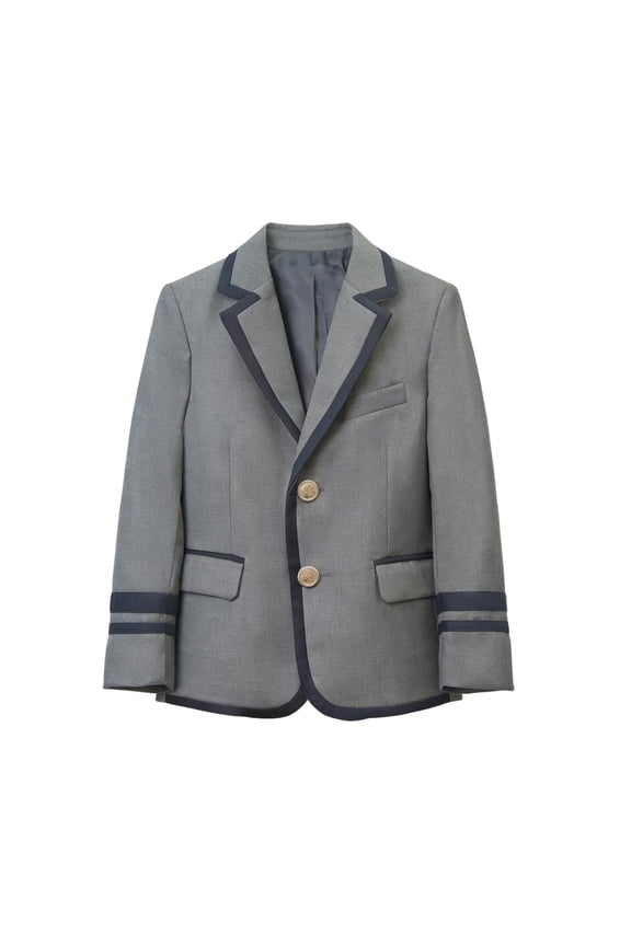 Girls Cotton Blazer for School Uniform Grey with Navy Trim Kids to Big Kid Sizes 2T-12,Size 5-6 T