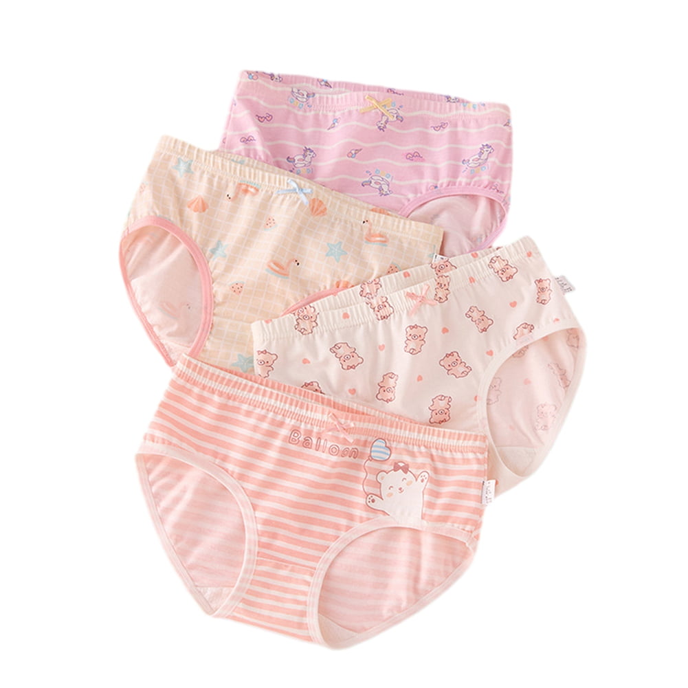 4-Pack Kids Girls Soft Cotton Underwear Breathable Comfort Panty Briefs  Toddler Undies 2-9 Years