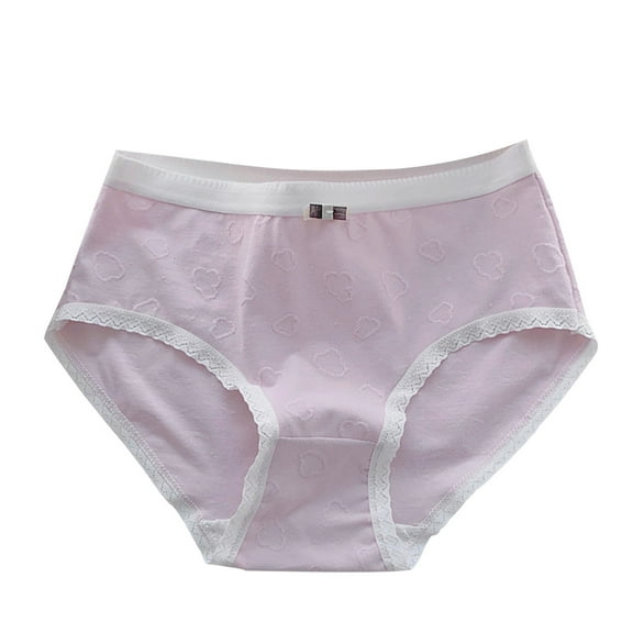 Girls' Cotton Brief Underwear Cotton Girls' Breathable Mid Waist Student Full Cotton Crotch Pants Girl Underwear Cotton Purple XL