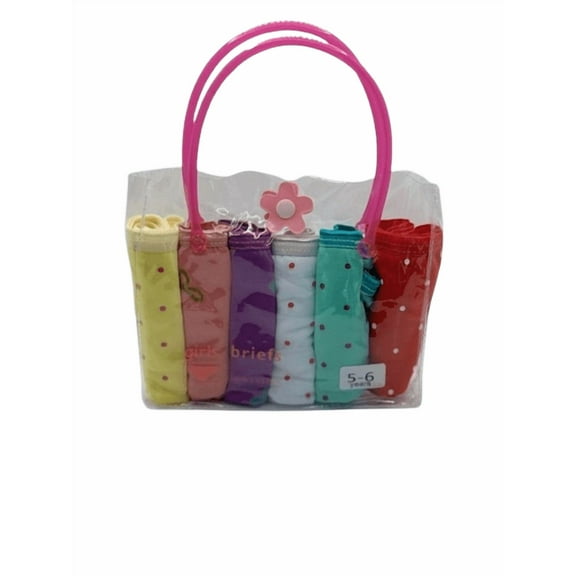 Girls' Cotton Briefs, Polka Dots, Multicolor, 6-Pack - Age 5-6