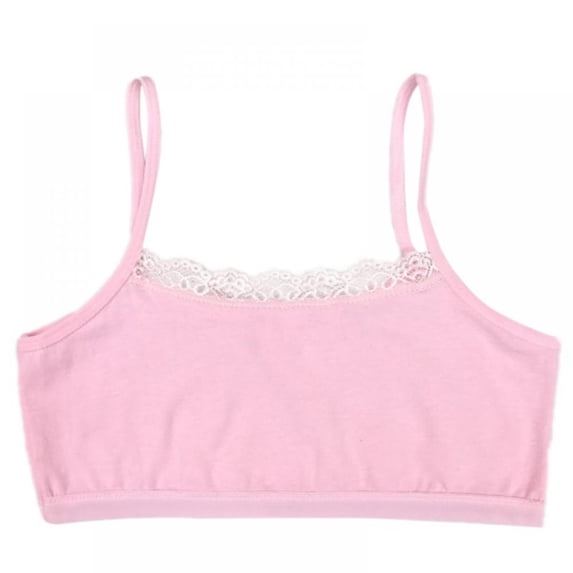 Girls' Cotton Cami Crop Training Bra, Breathable Little Kids Sport Bralette with No Padding
