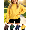 thumbnail image 1 of Girls Cotton Crewneck Pullover Sweatshirts Relaxed Fit Solid Color Long Sleeve Sweatshirt Durable Gentle on skin Kids Clothing, 1 of 8