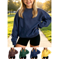 thumbnail image 1 of Girls Cotton Crewneck Pullover Sweatshirts Relaxed Fit Solid Color Long Sleeve Sweatshirt Durable Gentle on skin Kids Clothing, 1 of 10