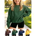 thumbnail image 1 of Girls Cotton Crewneck Pullover Sweatshirts Relaxed Fit Solid Color Long Sleeve Sweatshirt Durable Gentle on skin Kids Clothing, 1 of 8