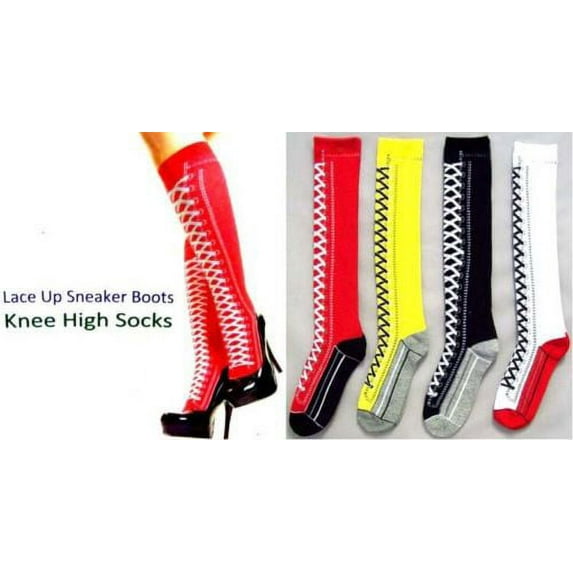Girls Cotton Fashion Knee-Highs Laced up Socks Size: XL 6 Pairs Pack -- FREE USA Shipping-- (HS2538)
